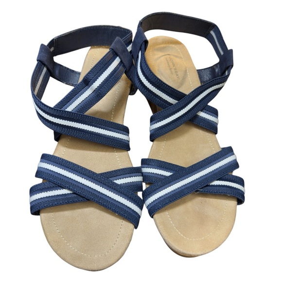 St John’s Bay Nautical Coastal Beachy Vacation Yacht Cork Wedge Sandals - Picture 4 of 11